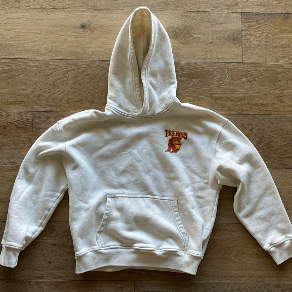 Hollister White Hoodie with Red & Gold Trojans Logo